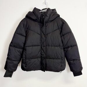 BCBGeneration Jacket Womens Large Black Puffer Hooded Sustainable Water Resistan